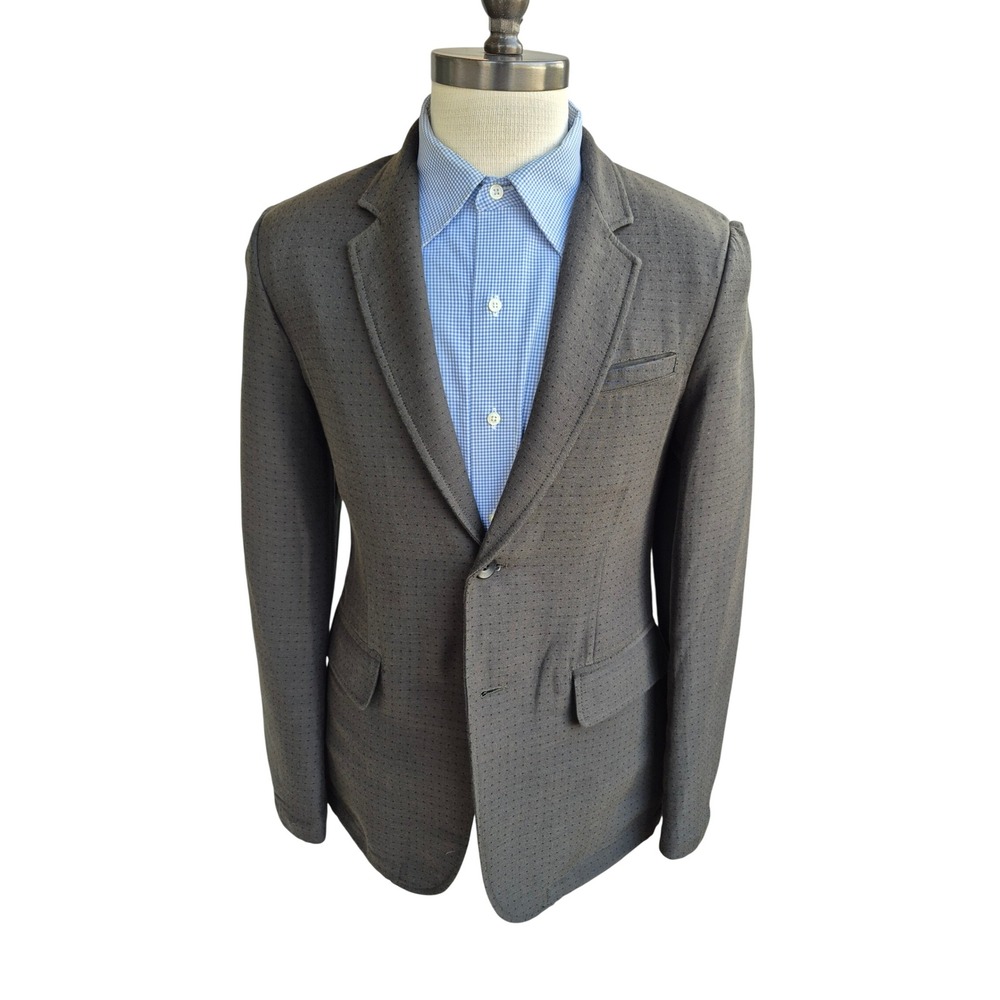 Rag & Bone Mens Perforated Dot Blazer Jacket Olive Green Brown Made in USA 36 R